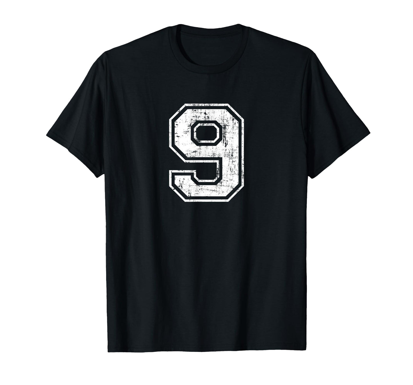 Number 9 Nine Distressed Vintage Sports Training Practice T-Shirt
