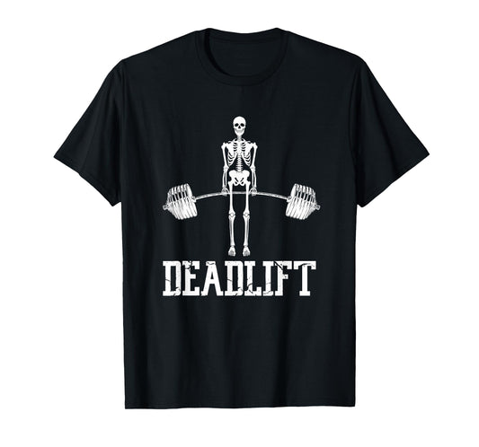 Skeleton Dead Lift Funny Halloween Lifting Weights Vintage T-Shirt