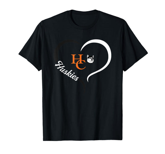 Harbor Creek Huskies Logo Half Heart Slogan HS T-Shirt