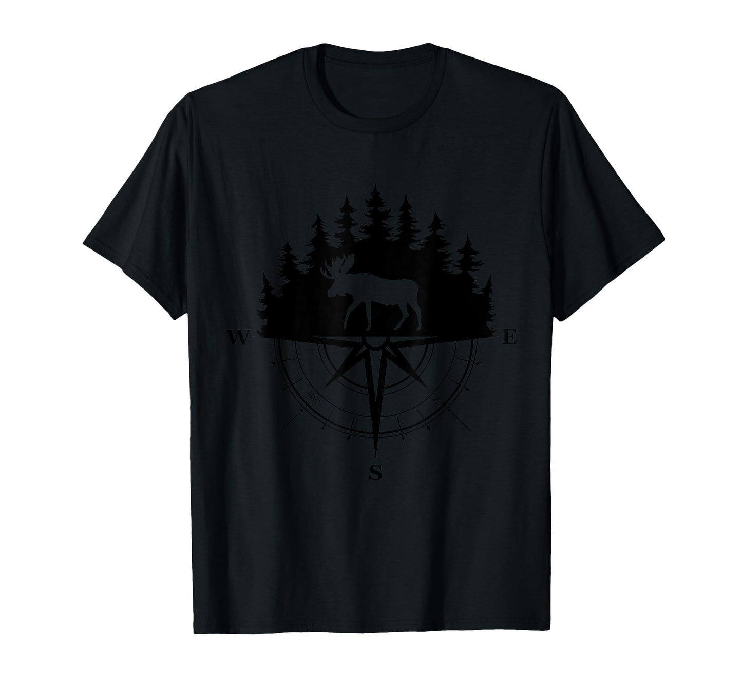 Retro Forest Trees Outdoors Wildlife Camping Nature Moose T-Shirt