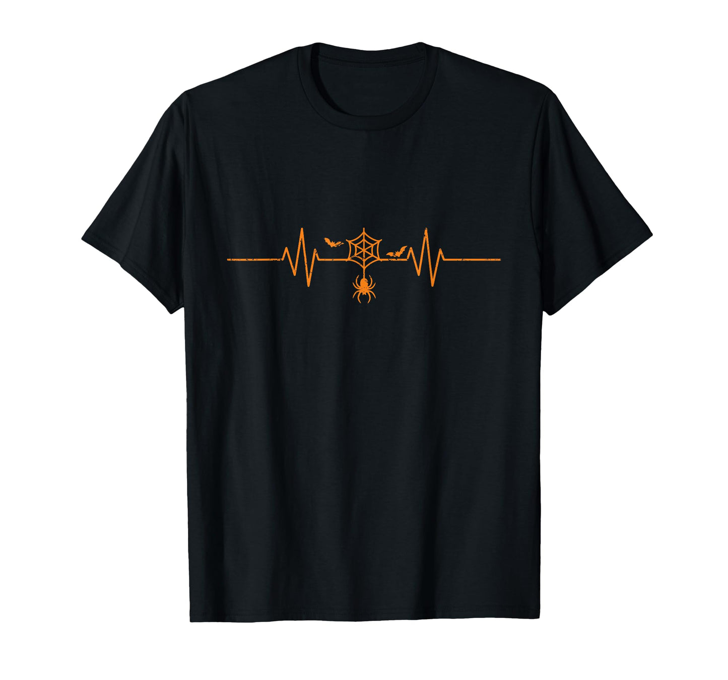 Spider Web Heartbeat EKG Line Halloween T-Shirt
