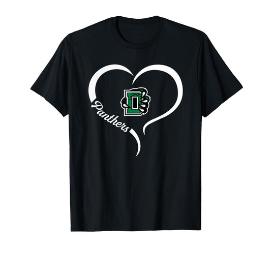 Derby Panthers Logo Half Heart Slogan HS T-Shirt