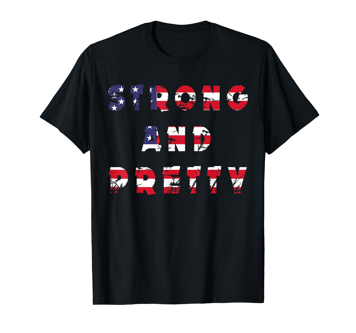 Strong and Pretty men women gym workout Fitness us flag gift T-Shirt