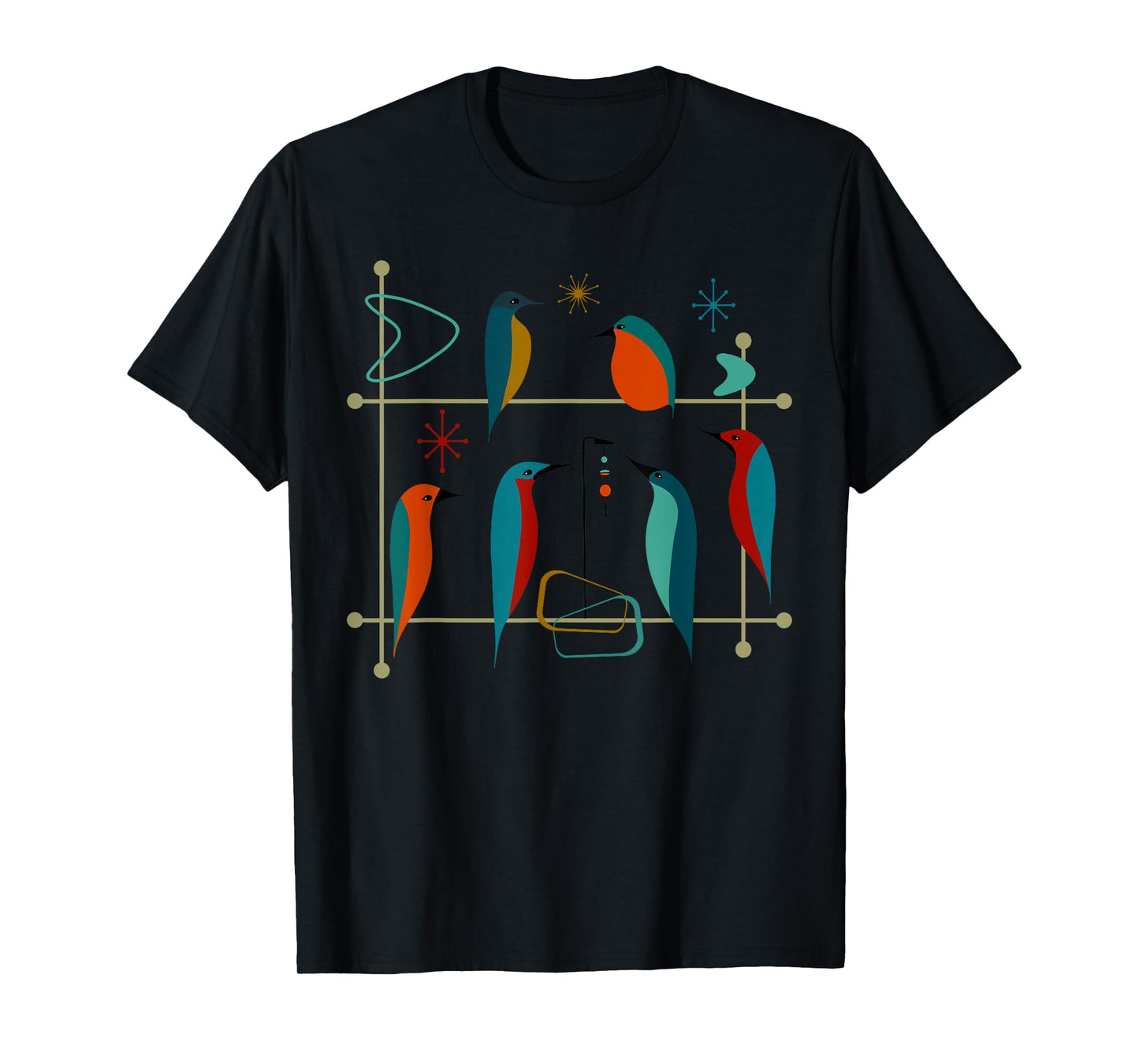 Retro Mid-Century Modern Birds 50s 60s Style T-Shirt