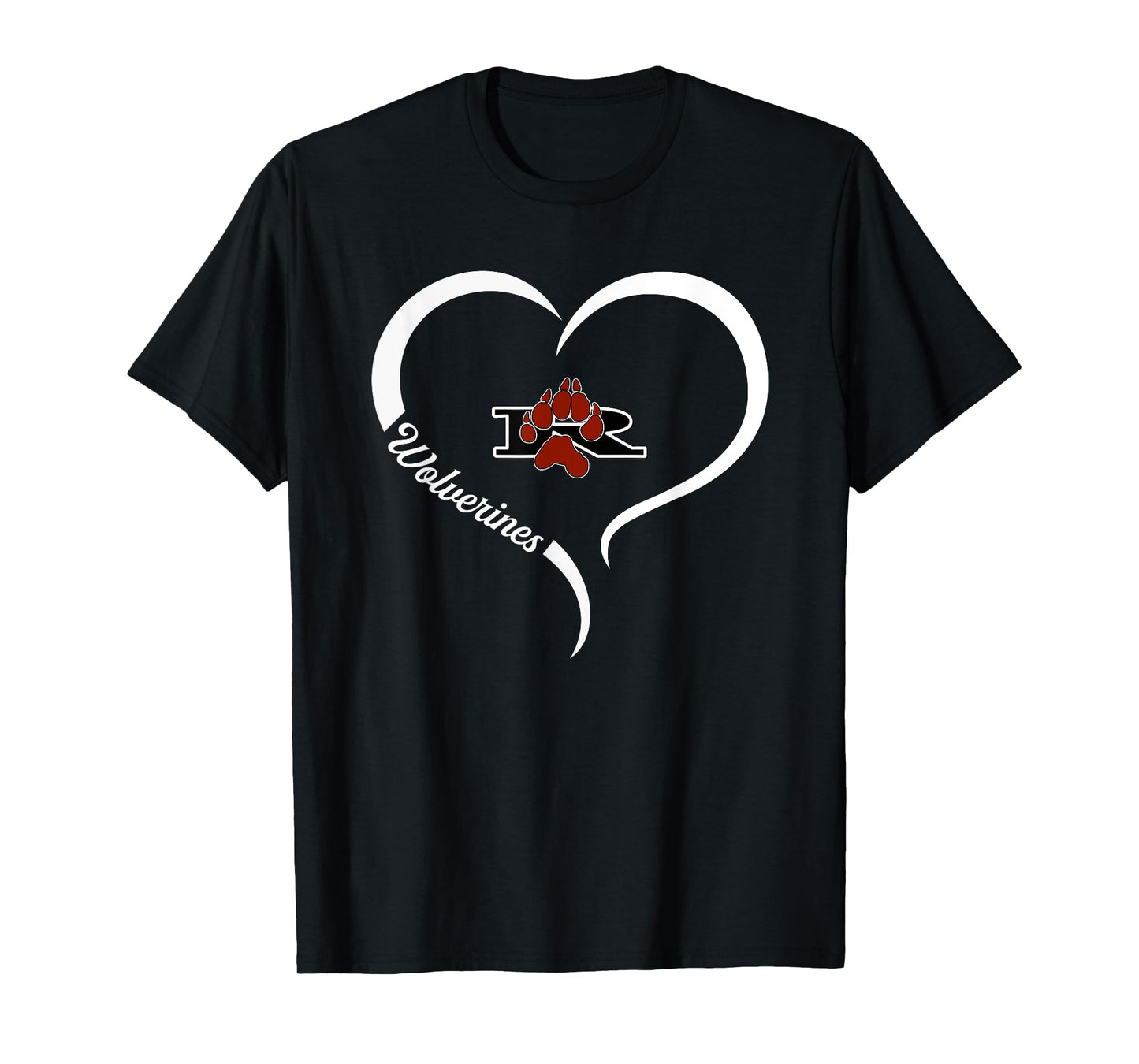 Riverton Wolverines Logo Half Heart Slogan HS T-Shirt
