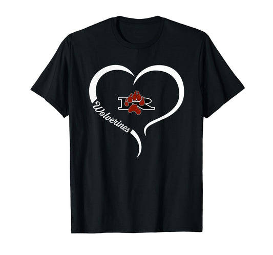 Riverton Wolverines Logo Half Heart Slogan HS T-Shirt