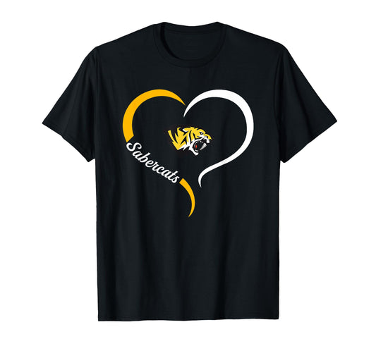 Saguaro Sabercats Logo Half Heart Slogan HS T-Shirt