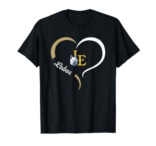 Little Elm Lobos Logo Half Heart Slogan HS T-Shirt