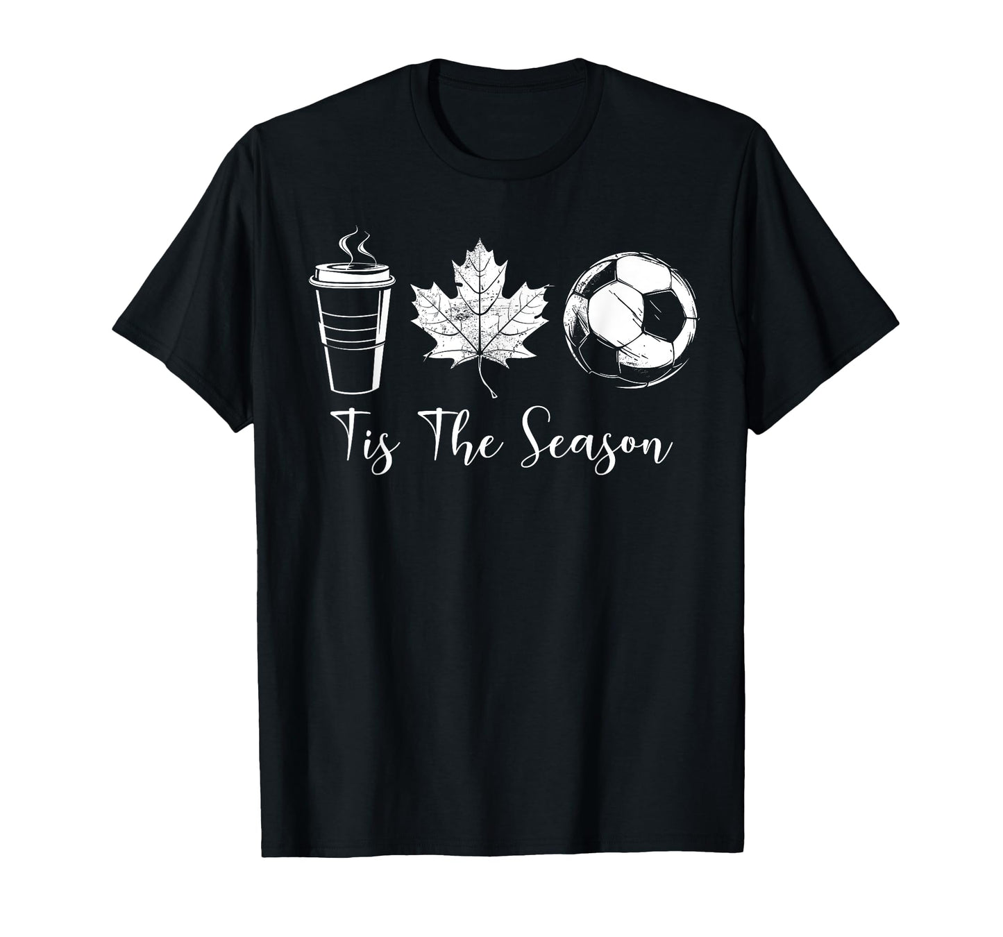 Tis The Season Coffee Maple Leaf Soccer Ball Sports Fall T-Shirt