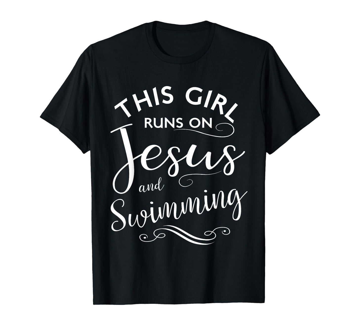 This Girl Runs On Jesus And Swimming Shirt Christian Sport T-Shirt