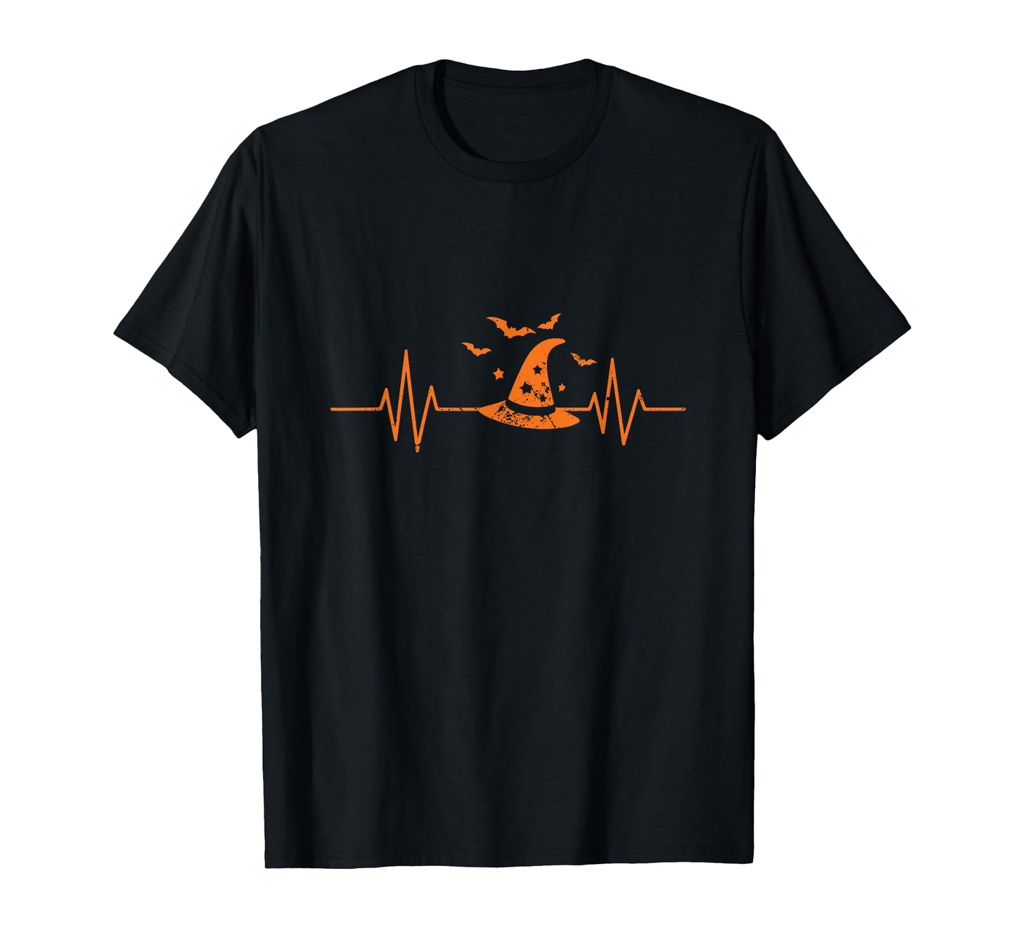 Witch Hat Heartbeat EKG Line Halloween T-Shirt