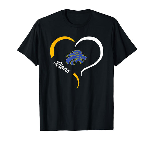 Lewisville Lions Logo Half Heart Slogan HS T-Shirt