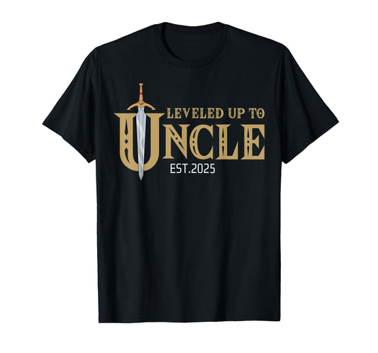 Leveled Up To Uncle Est 2025 Level Unlocked Uncle Gaming T-Shirt