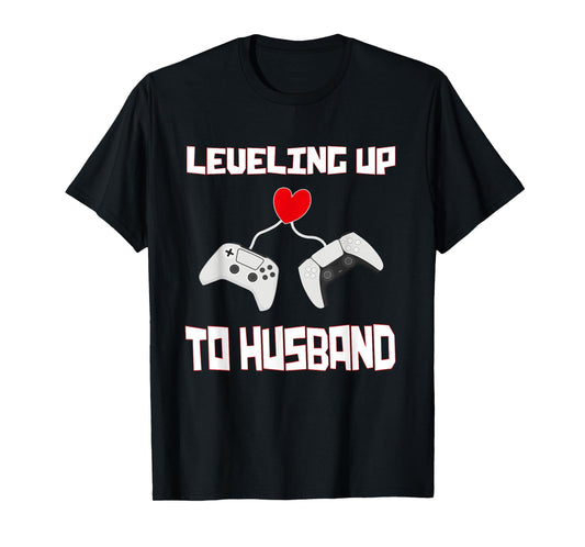 Mens Leveling Up to Husband Groom Gamer Husband Marriage T-Shirt