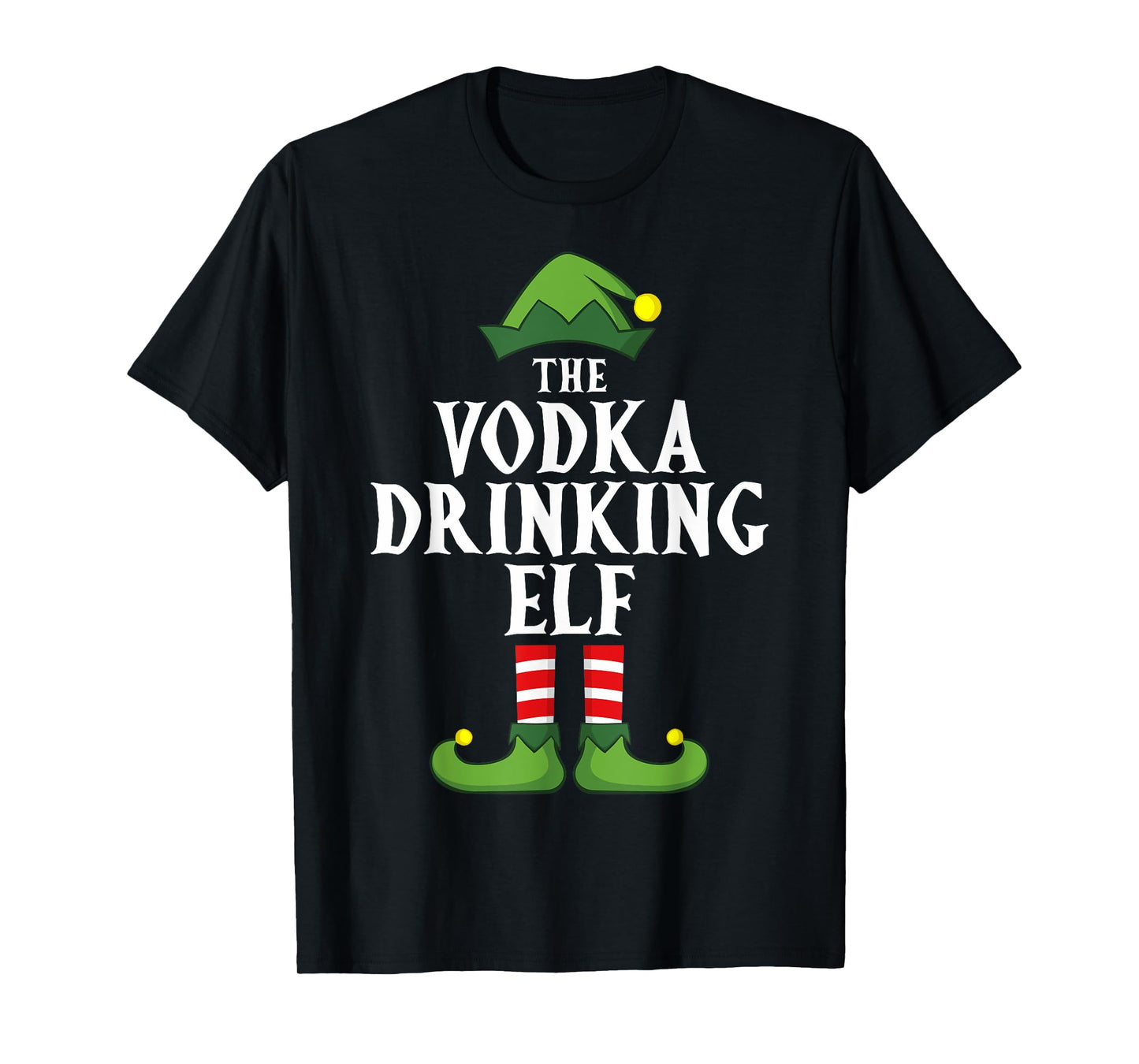 Vodka Drinking Elf Christmas Pajama Family Group Matching T-Shirt