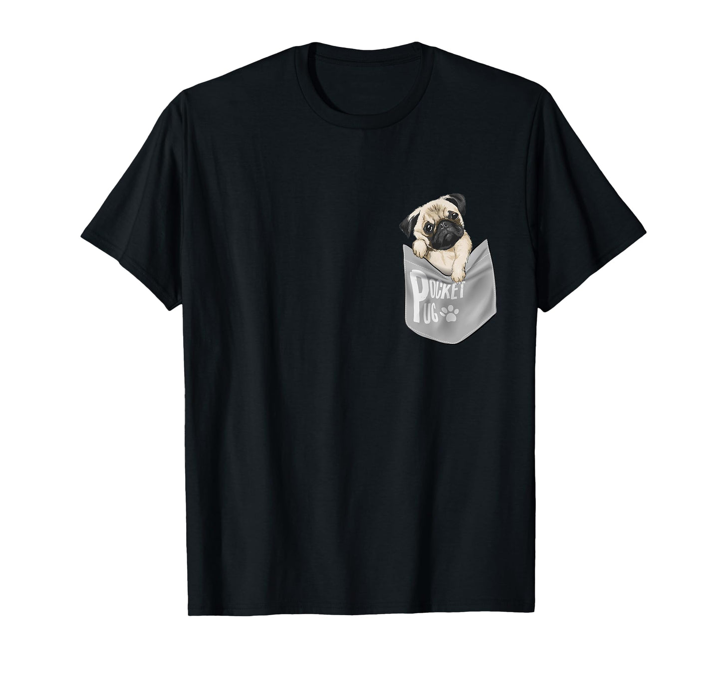 Men's Women's Kids Funny Cool Pocket Pug Pets Graphic Design T-Shirt