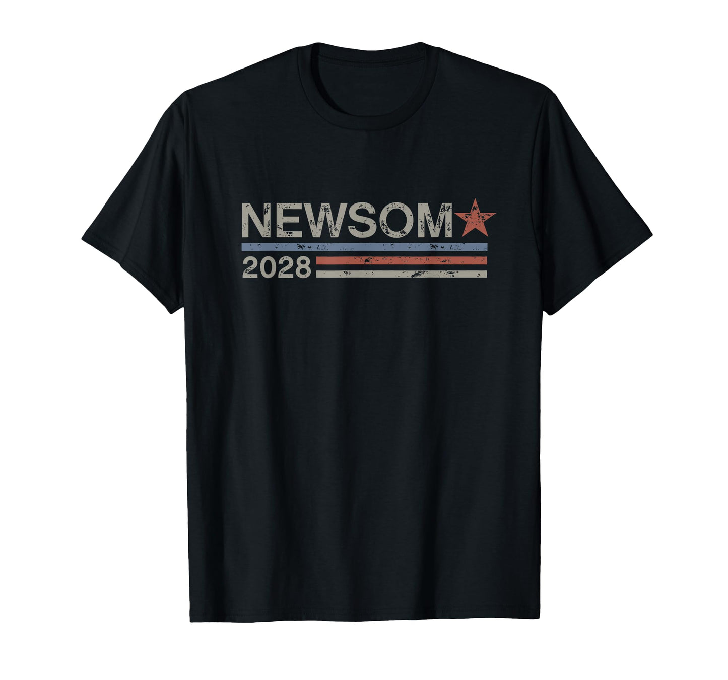 Newsom 2028 Retro Grunge Stripes Gavin Newsom 2028 T-Shirt