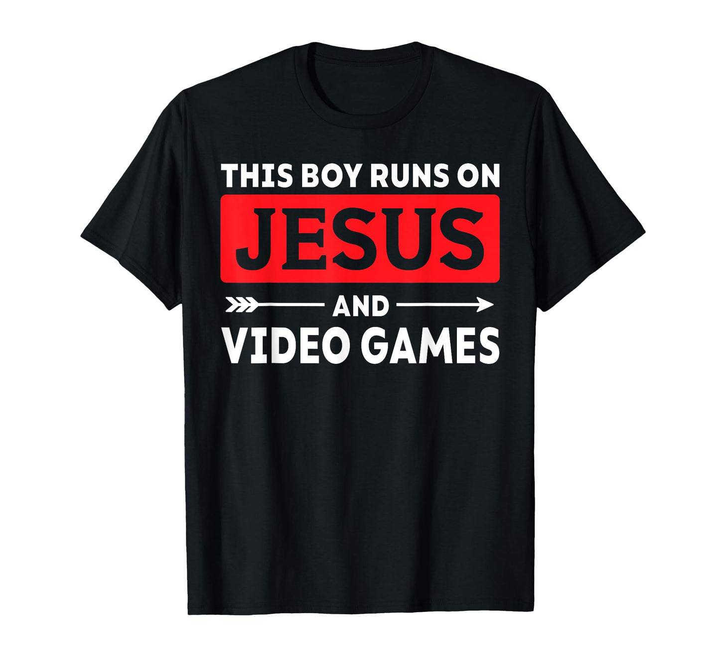 This Boy Runs On Jesus And Video Games Christian Gamer T-Shirt