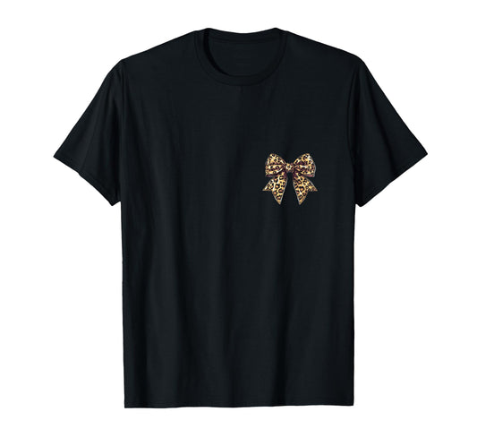Coquette Bow Leopard Pattern Dainty Bow Animal Pattern T-Shirt