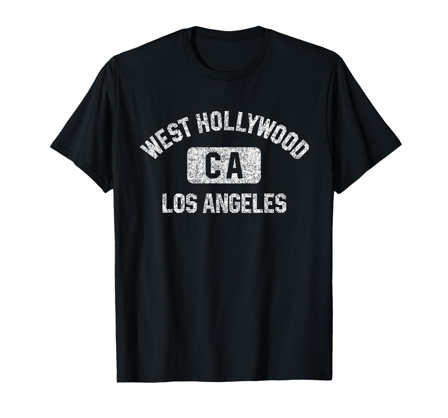 West Hollywood Los Angeles Gym Style Distressed White Print T-Shirt