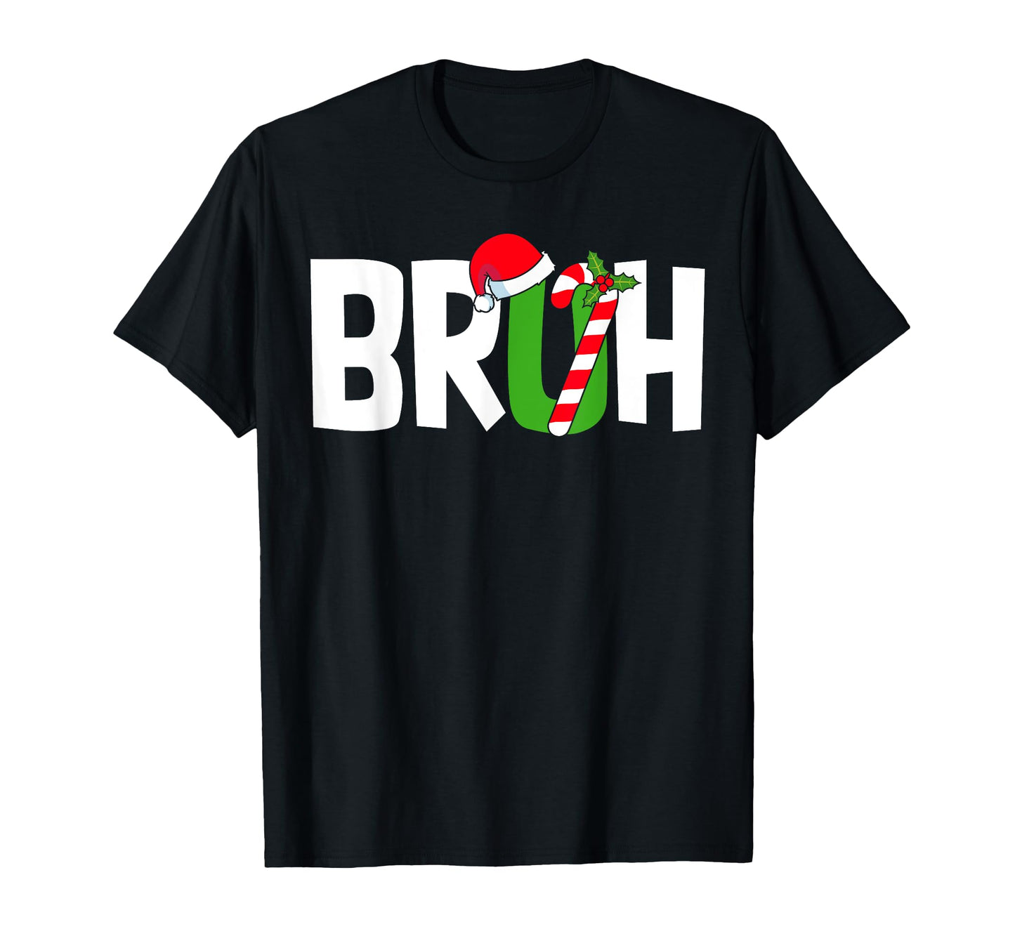 Bruh Christmas Meme Candy Cane Funny Pajamas for Kids Boys T-Shirt