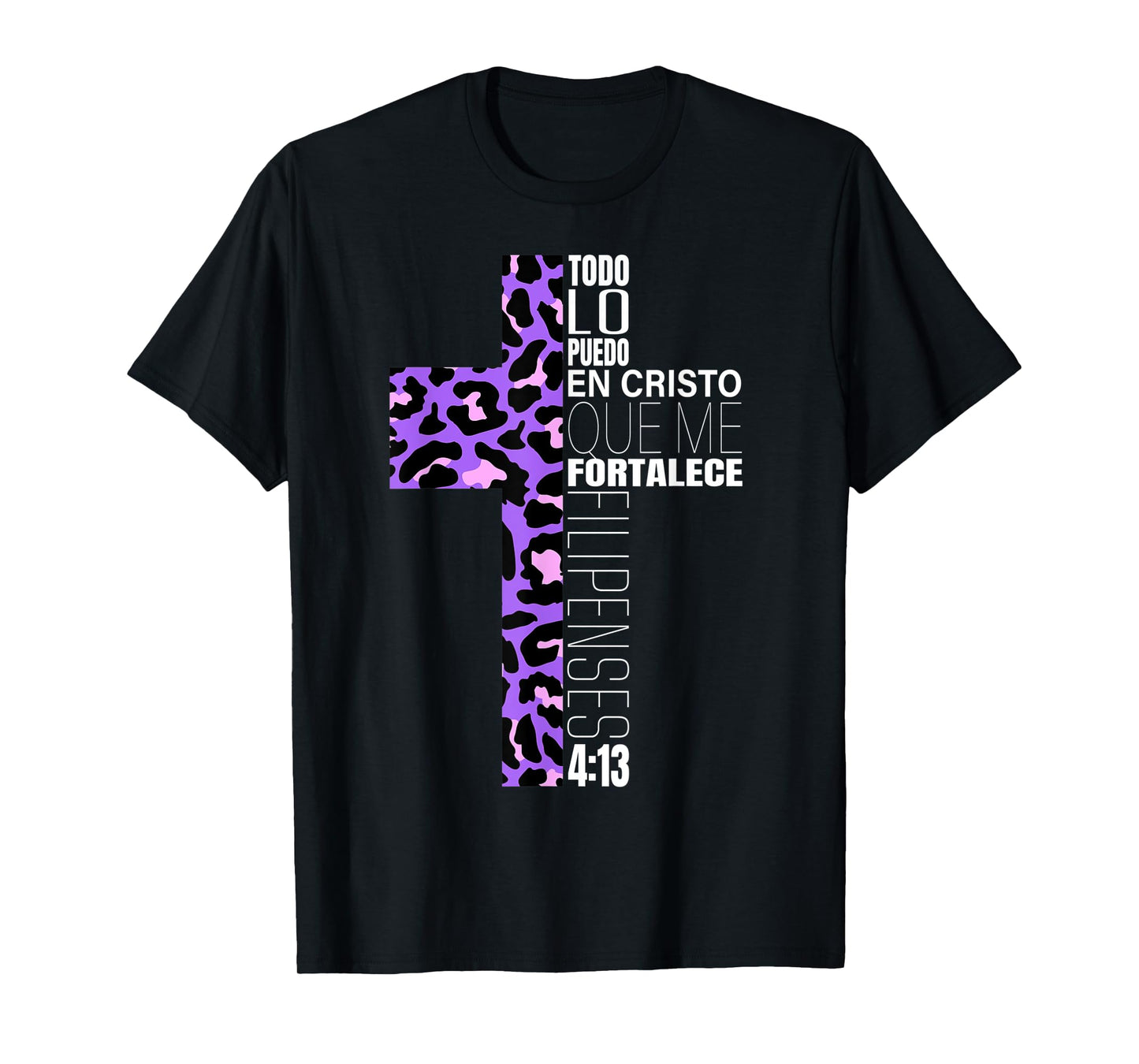 Leopard Print Filipenses 4:13 Spanish Gifts Women Teen Girls T-Shirt