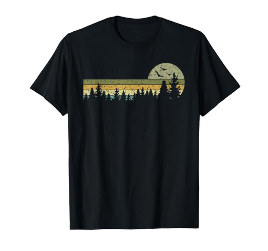 Retro Wildlife Trees Outdoors Nature Forest Vintage T-Shirt