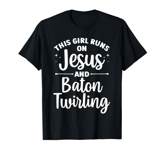 Baton Twirling Art For Women Girls Color Guard Baton Twirler T-Shirt