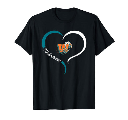 Westlake Wolverines Logo Half Heart Slogan HS T-Shirt