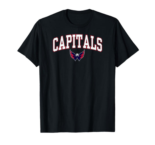 Washington Capitals Arch Over T-Shirt - Black, Small, Unisex-Adults, Short Sleeve, T-Shirt, NHL, Team Logo