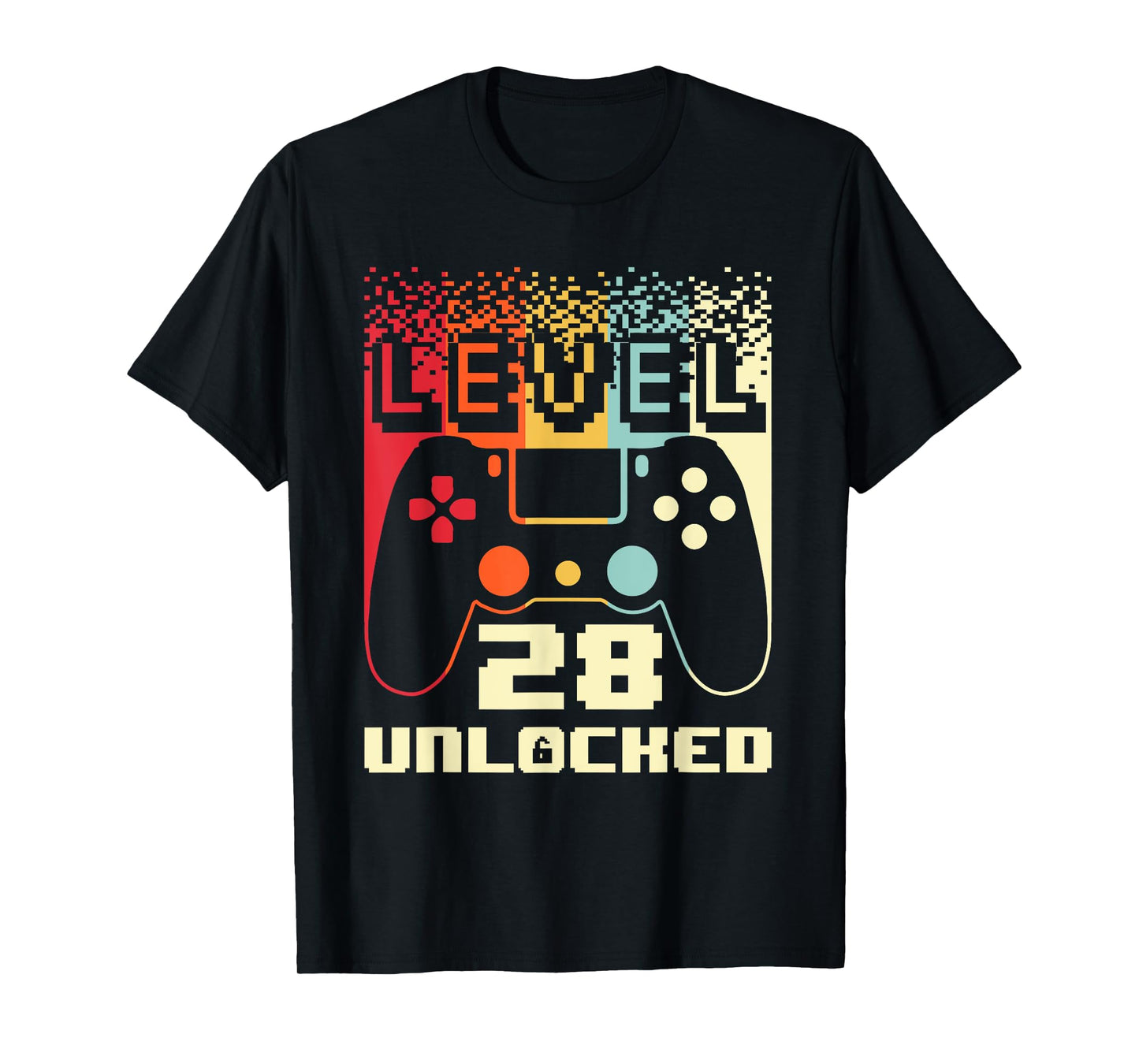 28th Birthday For Men Level 28 Unlocked Gamer 28 Year Old T-Shirt