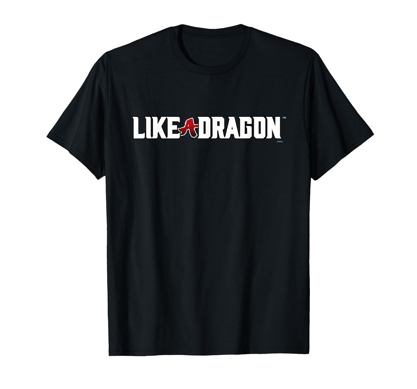SEGA Like a Dragon & Yakuza White Logo T-Shirt - Unisex Adults, Black, Small, Short Sleeve, Crew Neck, Polyester, Stretchable, Modern Classic, Dragon Letter Print