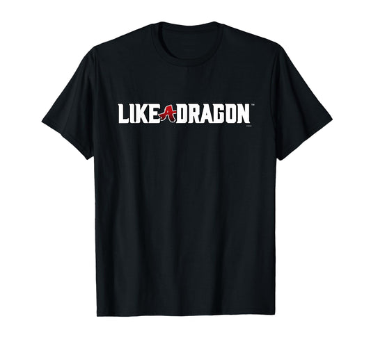 SEGA Like a Dragon & Yakuza White Logo T-Shirt - Unisex Adults, Black, Small, Short Sleeve, Crew Neck, Polyester, Stretchable, Modern Classic, Dragon Letter Print