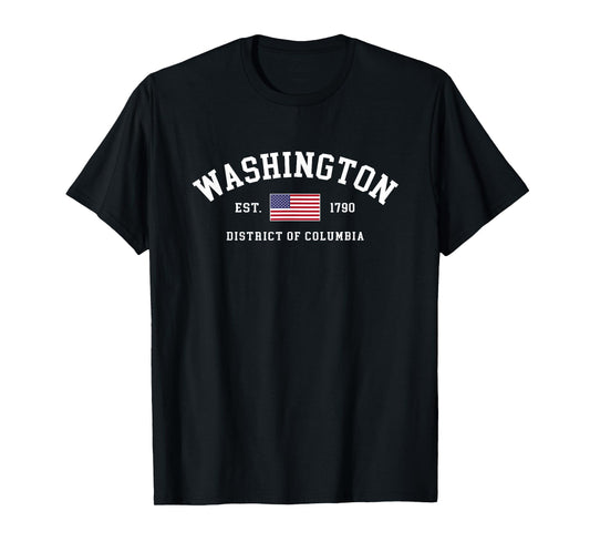 Washington DC July 4th US Flag Retro Throwback Mens Womens T-Shirt
