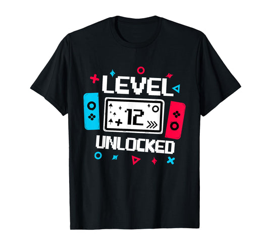 Level 12 unlocked Gamer 12th Birthday Gift Video Game lovers T-Shirt