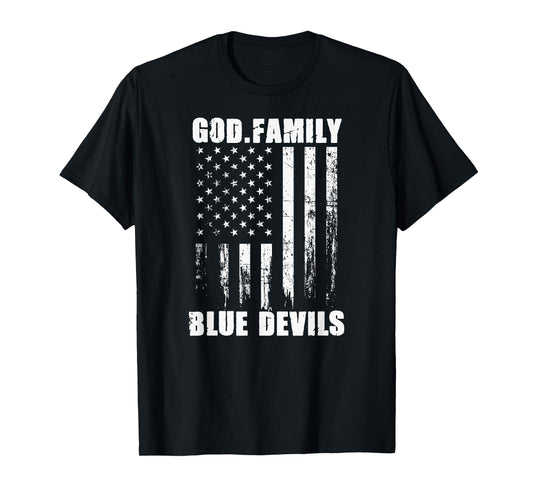 Lebanon Blue Devils God. Family. Vintage USA Flag T-Shirt