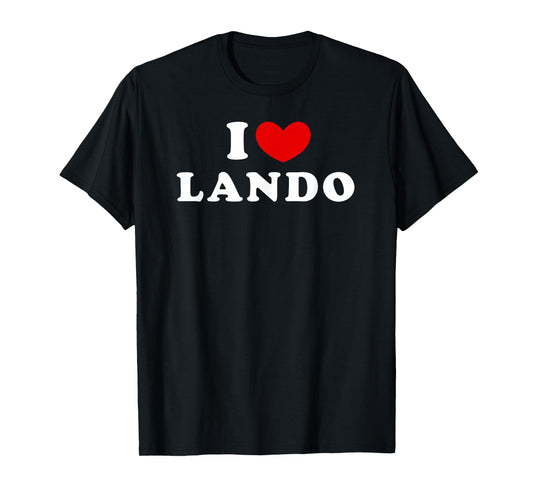 I Love Lando, I Heart Lando T-Shirt, Small, Black
