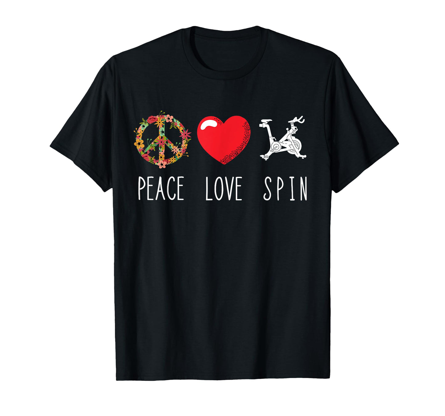 Spinning Bicycle Gym Love Peace Indoor Spinning Fitness T-Shirt