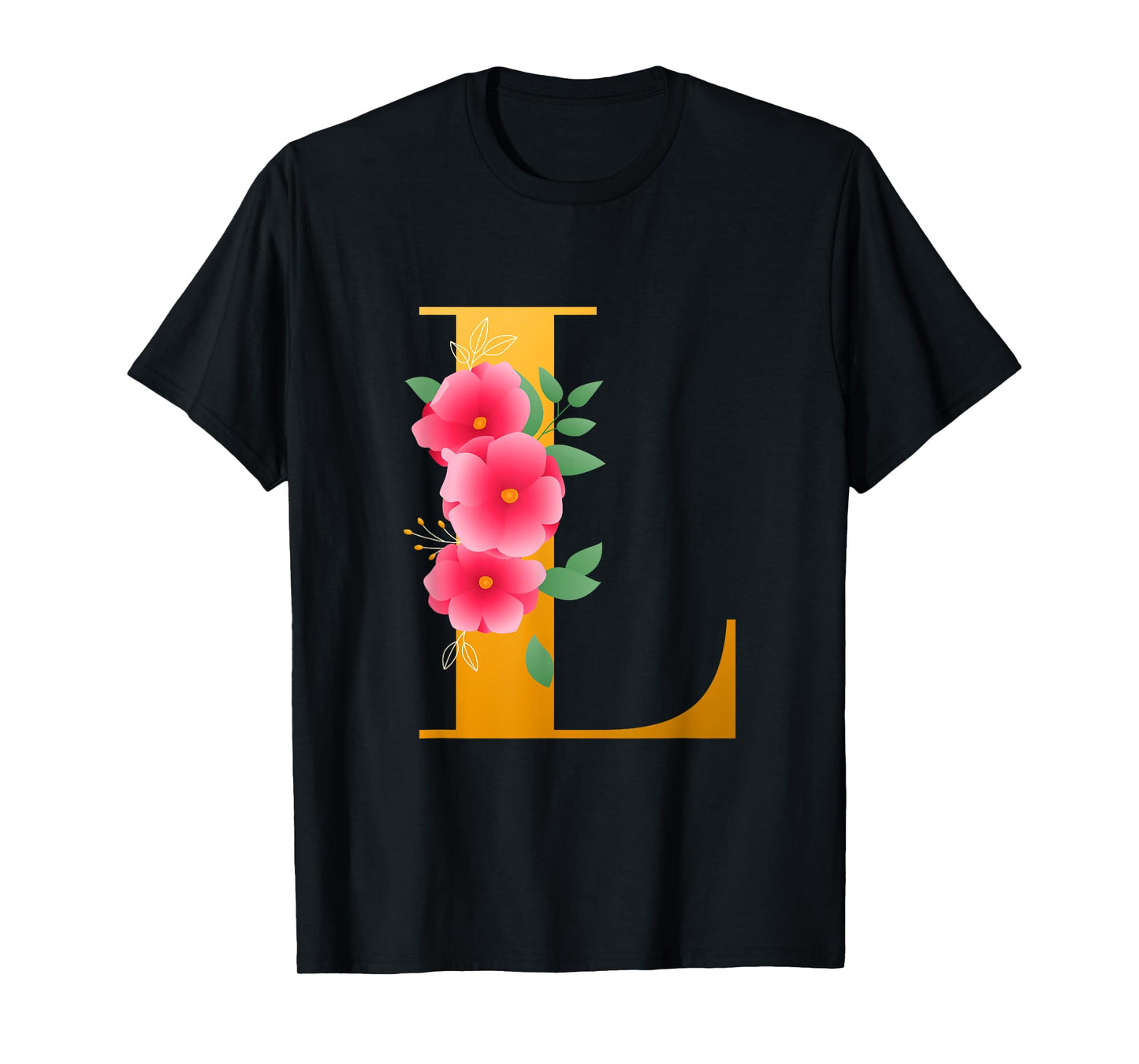 Floral L Alphabet Cute Initial Monogram Letter L Graphic T-Shirt