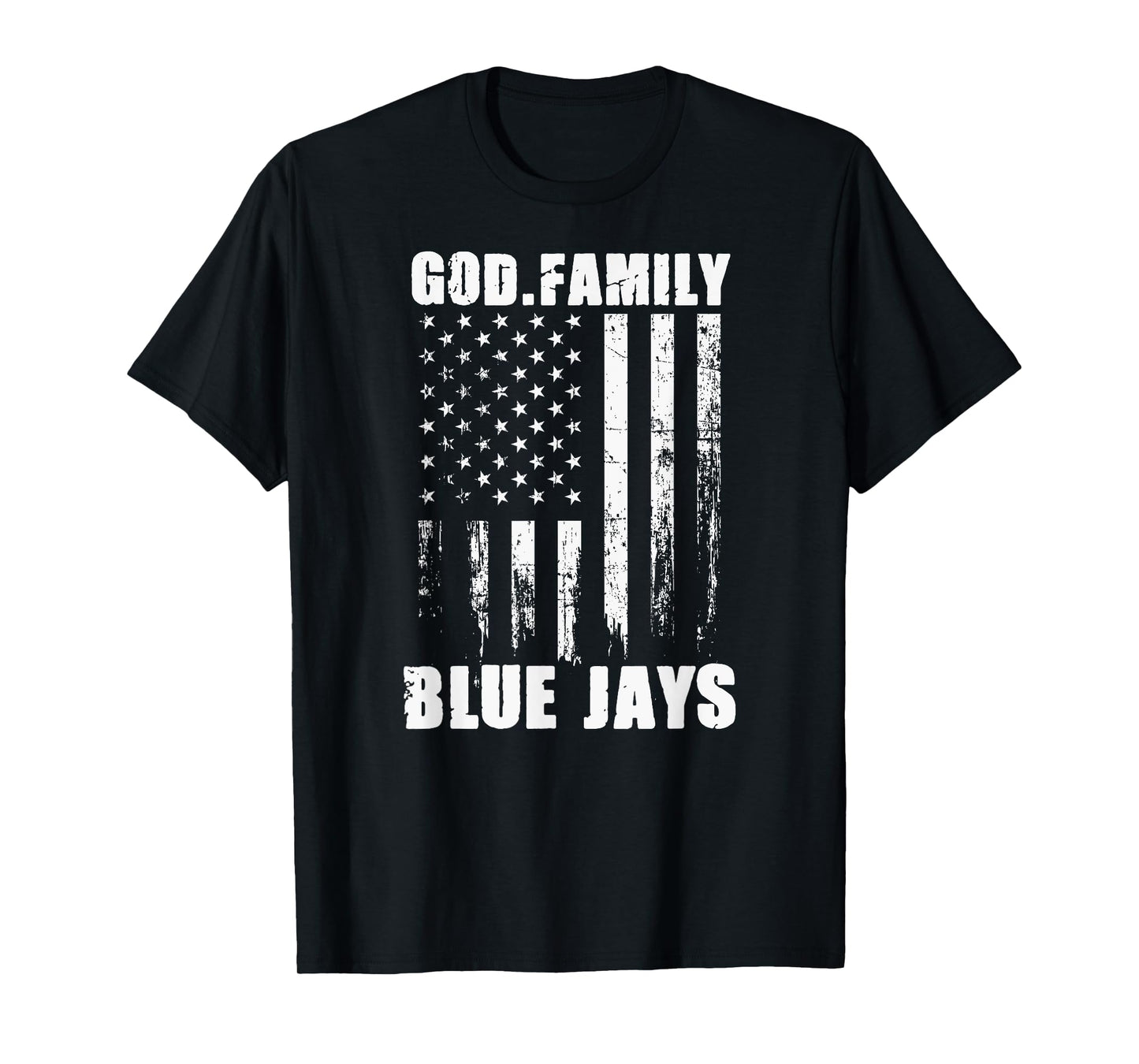 Junction City Blue Jays God. Family. Vintage USA Flag T-Shirt