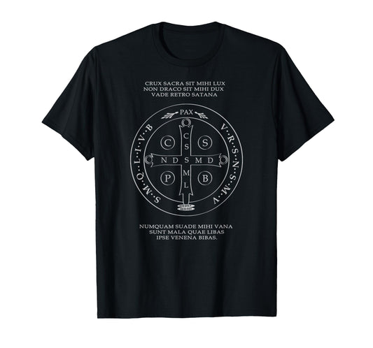 Saint Benedict Medal With Latin Prayer Religious Christian T-Shirt
