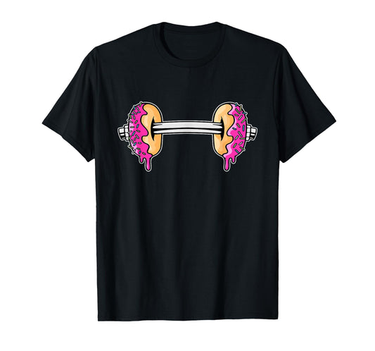 Dumbbells Donuts Day Funny Weightlifting Lover Gym Workout T-Shirt