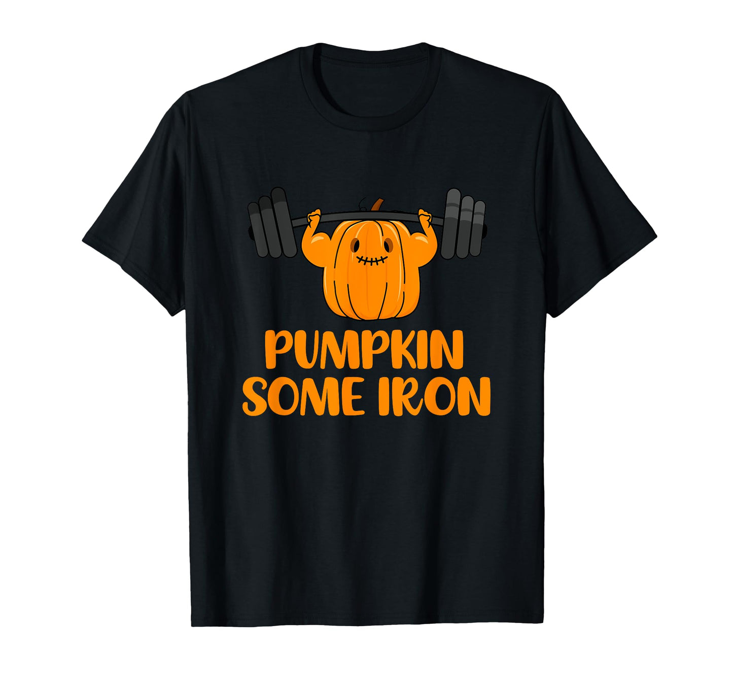 Pumpkin Some Iron Funny Halloween Gym Workout Lifting Pun T-Shirt