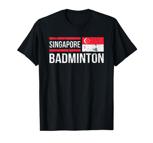 Singapore Badminton Flag Racket Sport Birdie Player Fan Gift T-Shirt