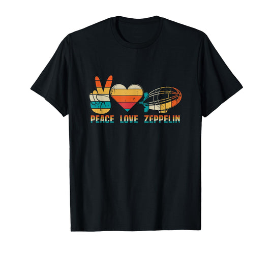 Dirigible Airship Blimp Zepelin Peace Love Zeppelin T-Shirt