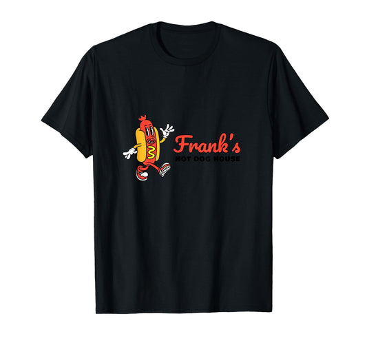 Frank’s Hot Dog Restaurant Mascot Retro Sausage BBQ Cook Out T-Shirt
