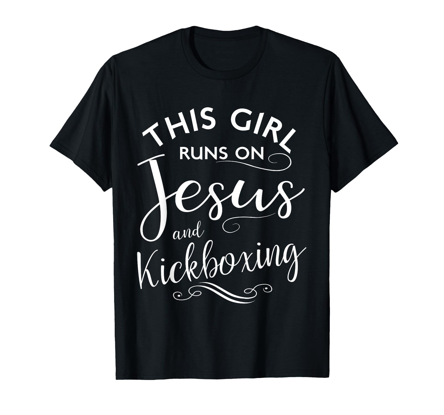 This Girl Runs On Jesus And Kickboxing Martial Arts Kickbox T-Shirt