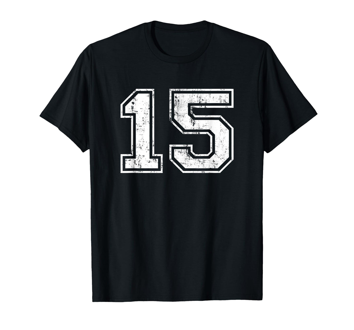 Number 15 Fifteen Distressed Vintage Sport Team Gym Training T-Shirt