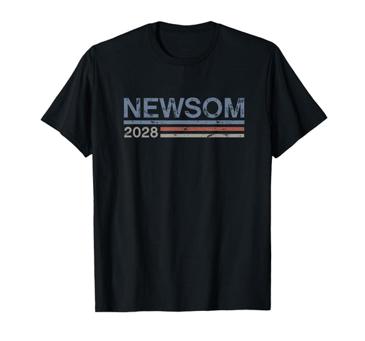 Newsom 2028 Retro Grunge Stripes Vintage Gavin Newsom 2028 T-Shirt