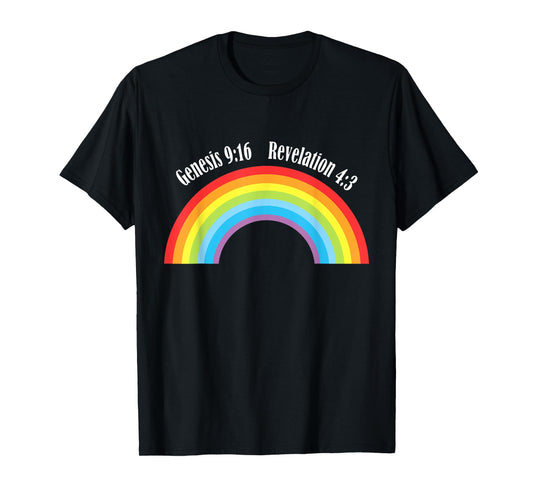 Rainbow Genesis 9-13 Revelation 4-3 Bible Christian Lover T-Shirt